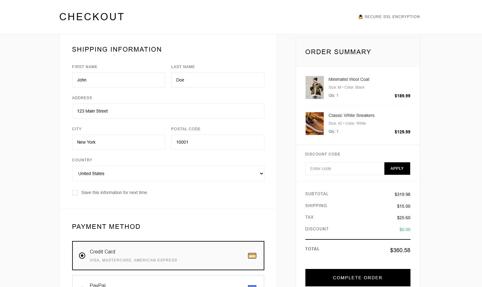Proceso de pago e-commerce