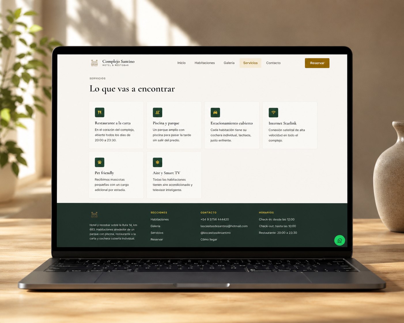 Sección de servicios del hotel