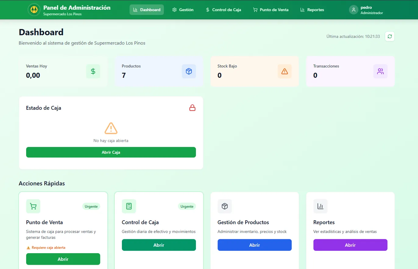 Dashboard Principal - Panel de control con métricas y estado general del sistema